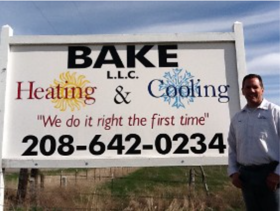 Bake Heating & Cooling roadside sign